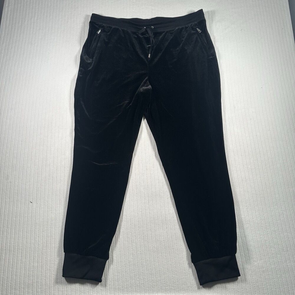 Lauren Ralph Lauren Black Velvet Jogger Pants Womens XL Pull On Velour Lounge